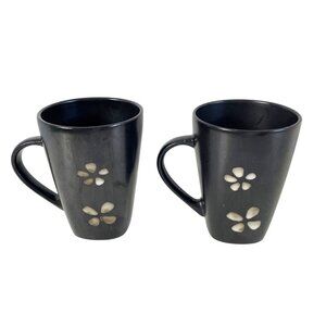 Sylvan Sprigs Stoneware Mug Set of 2 Better Homes and Garden Textured Flowers